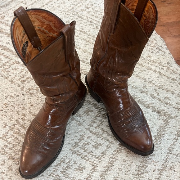 Mens leather cowboy boots - Picture 1 of 7